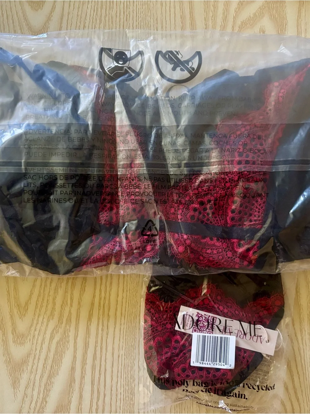 Adore Me Black & Red lace Charlie Bustier with matching panty NWT! Size 38D, XL - Picture 9 of 9
